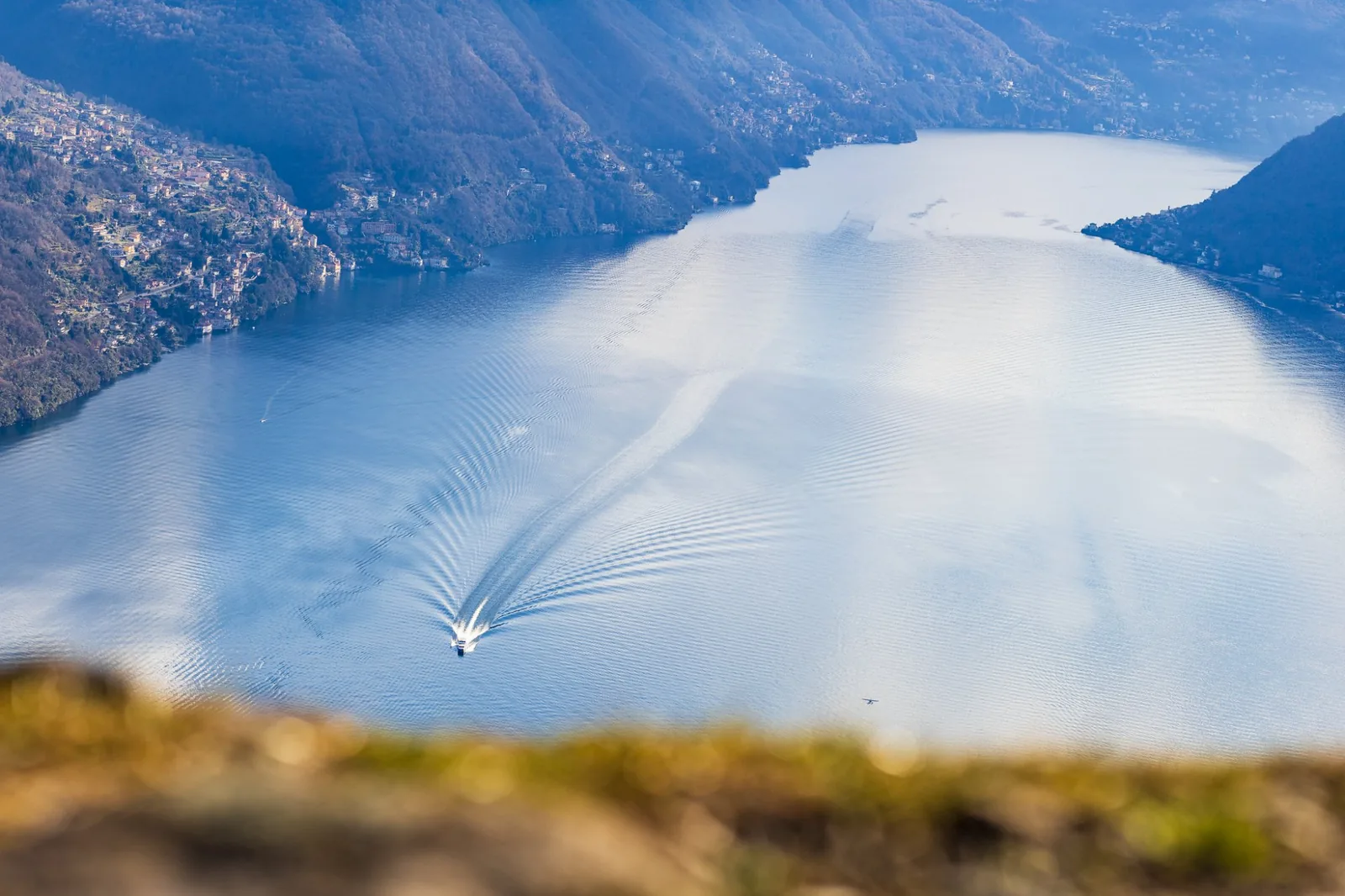 Lake Como panorama seen from the village of Pigra